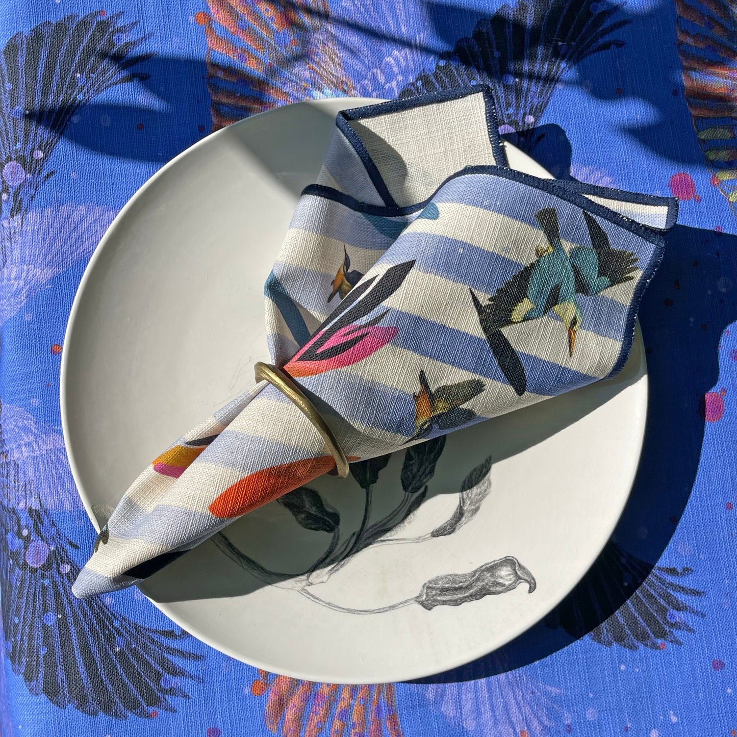 Napkins: Kingfisher Cobalt Stripe