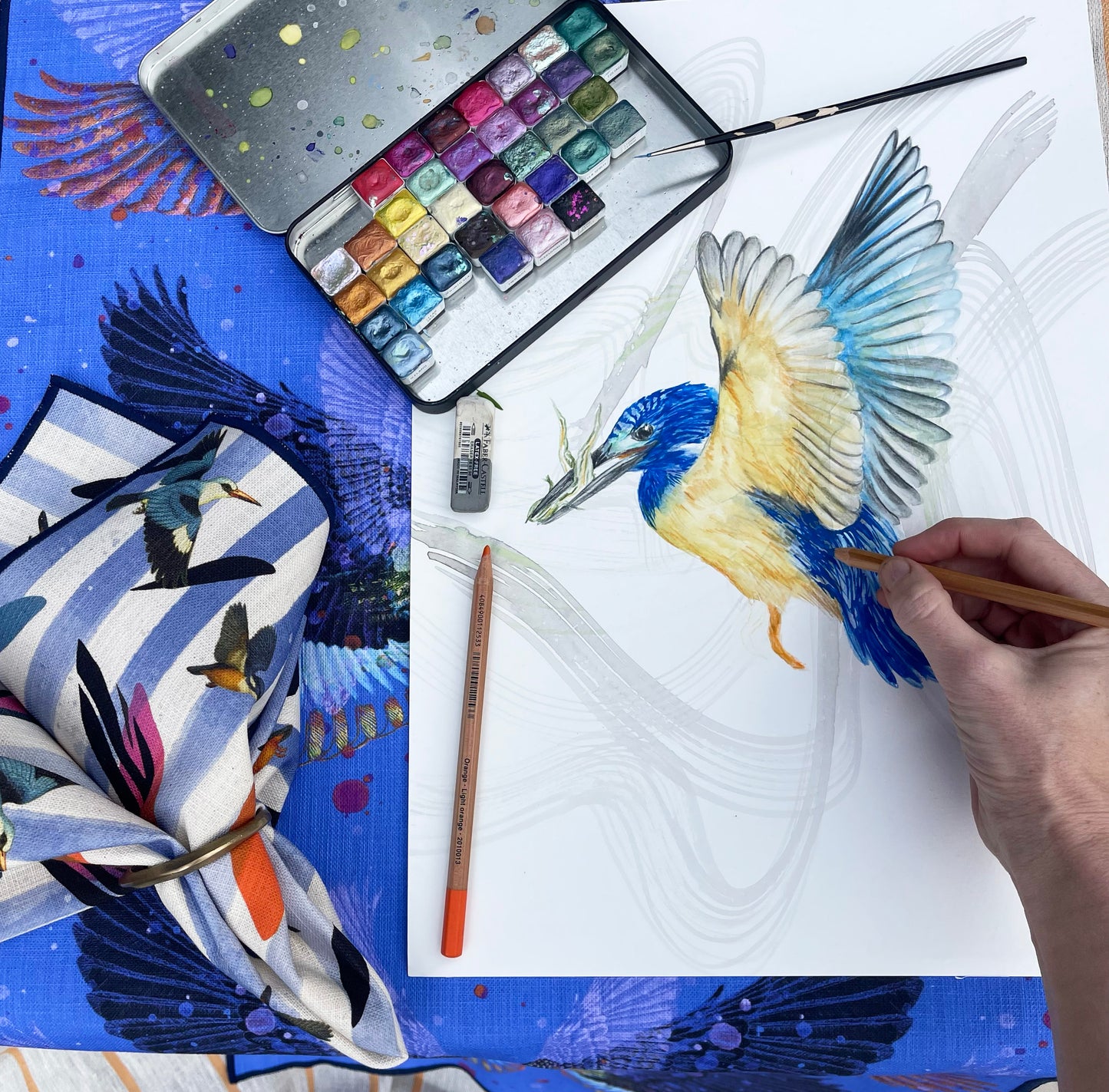 Napkins: Kingfisher Cobalt Stripe